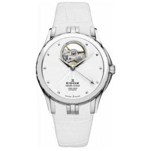 Edox Dame Grand Océan 85012 3 NAIN Montre Dame Automatic Bracelet cuir blanc