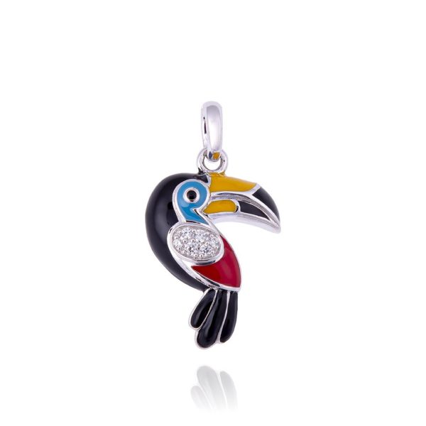 Una Storia BQ12116 Toucan Pendentif animal argent et email