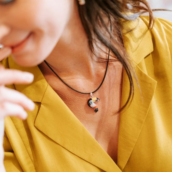 Una Storia BQ12116 Toucan Pendentif animal argent et email