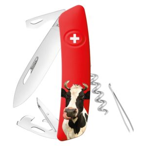 Swiza KNB.0030.MAR2 Couteau Suisse de poche motif vache lame Tire bouchon Pincette