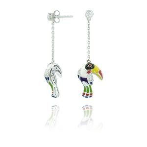 Una Storia BO121112 Collection Toucan Boucle oreille pendantes argent et email