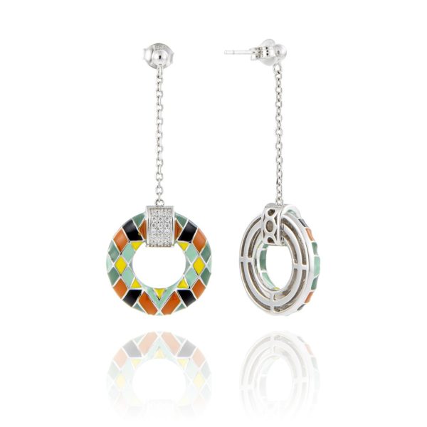 Una Storia BO14008 collection Burano boucle oreille pendante argent et email