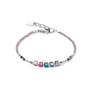 Coeur de Lion Minicube Sparkling Bracelet en acier inoxydable, perle de verre taillé et Swarovski. Fait main en Allemagne. 5027301578
