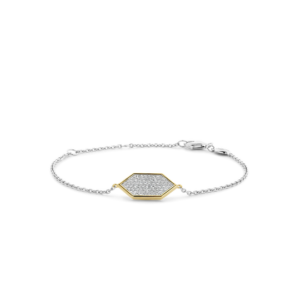 Ti Sento 23028ZY Bracelet en argent plaqué or jaune et zircons. Ajustable en 3 tailles.