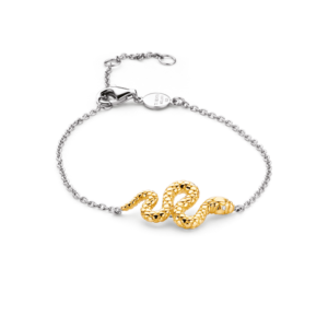 Ti Sento 2904SY Bracelet en argent avec une pièce principale en forme de serpent plaqué or jaune. Ajustable en 3 tailles.