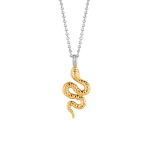 TI SENTO 3923SY Collier en argent ajustable avec un pendentif plaqué or jaune en forme de serpent.