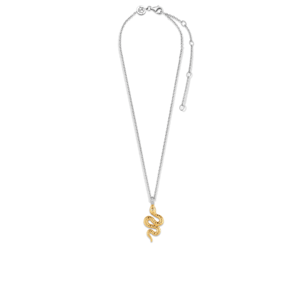 TI SENTO 3923SY Collier en argent ajustable avec un pendentif plaqué or jaune en forme de serpent.