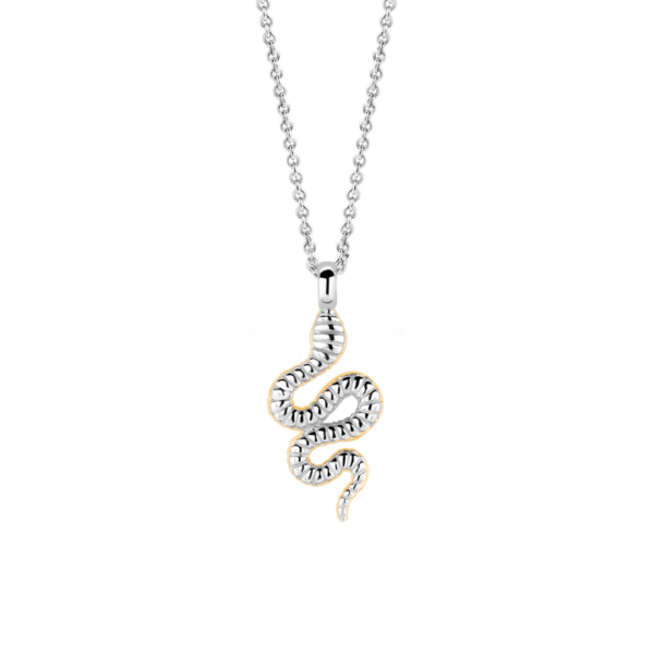 TI SENTO 3923SY Collier en argent ajustable avec un pendentif plaqué or jaune en forme de serpent.