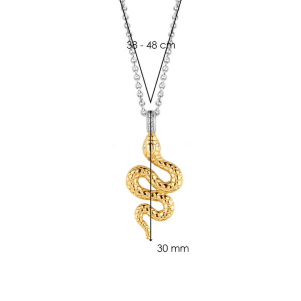 TI SENTO 3923SY Collier en argent ajustable avec un pendentif plaqué or jaune en forme de serpent.