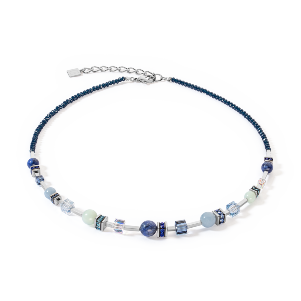 Coeur de Lion 4351/10-0717 collier avec sodalite, amazonite, angélite, Swarovski et perle de verre taillé. Fait main en Allemagne.