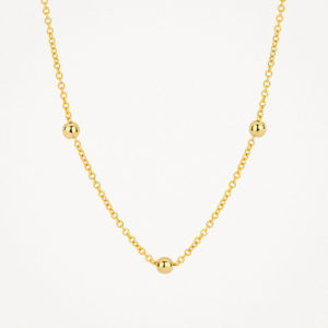 Blush 3145YGO bijoux en or 14 carats. Collier de 42 cm avec anneau intermédiaire, composé de 15 perles rondes en or délicates.