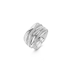 Ti Sento 12067ZI Bague large en argent et zircons blancs.