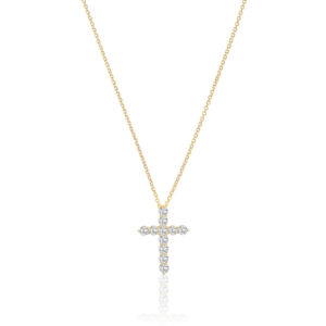 Sif Jakobs SJ-N2394-CZ-YG collier argent 925 plaqué or jaune pendentif croix zircons blancs