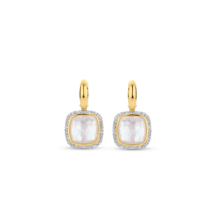 Ti Sento 7968MW boucles d'oreilles argent 925 plaqué or zircons nacre forme coussin élégance harmonie bijoux