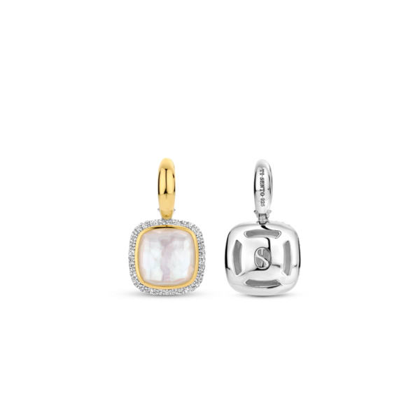 Ti Sento 7968MW boucles d'oreilles argent 925 plaqué or zircons nacre forme coussin élégance harmonie bijoux