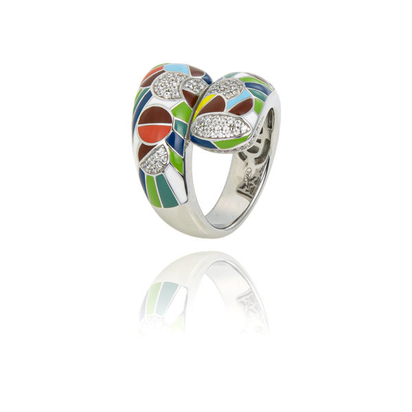 Una Storia BG16004 Savane bague argent 925 email zircons fait main France cadeau luxe