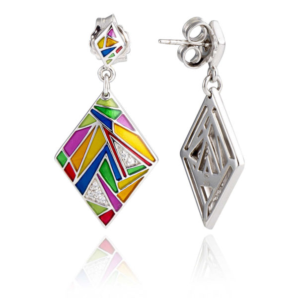 una-storia collection Vernazza BO121222 Boucles d'oreilles argent email zircon fait main maison Française Bijoux luxe