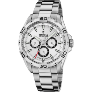 Festina F20623/1 montre homme acier quartz cadran blanc 3 aiguilles glace minérale boucle déployante étanche 10 ATM garantie 2 ans