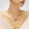 Una Storia BQ121222 Pendentif losange en argent, zircon et email. Fait main de maison Française. Bijoux de luxe.