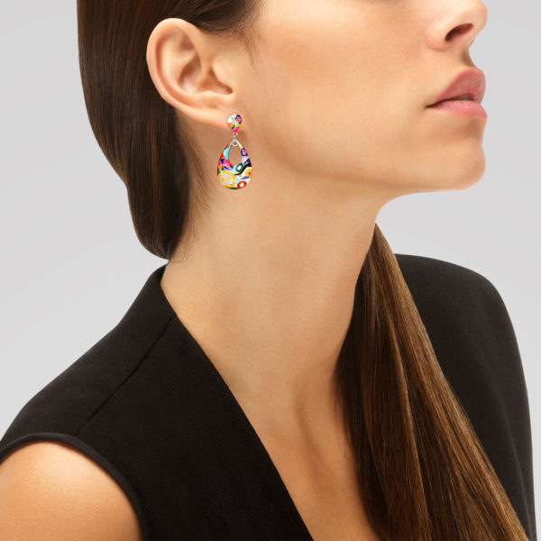 Una Storia collection Marine BO121218 Boucles d'oreilles pendantes en argent, email et zircons. Fait main de maison Française.