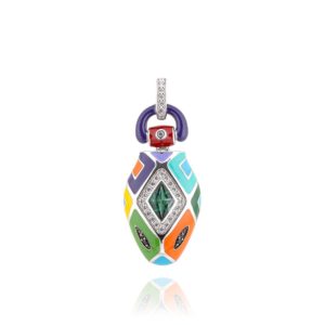 Una Storia BQ121224 Collection Serpent Pendentif tête de serpent en argent, email et zircons. Fait main de maison Française.