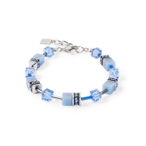 Coeur de Lion® 4020300717 Bracelet acier inoxydable, couleur bleu ciel, Swarovski®. Fait main en Allemagne.