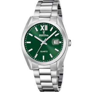 Festina Montre acier, cadran vert, bracelet acier, date à 3h. Garantie 2 ans. f20707_8