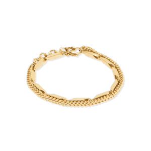 Coeur de Lion 0801301600 Bracelet en acier inoxydable plaqué or jaune, ajustable, double rang.