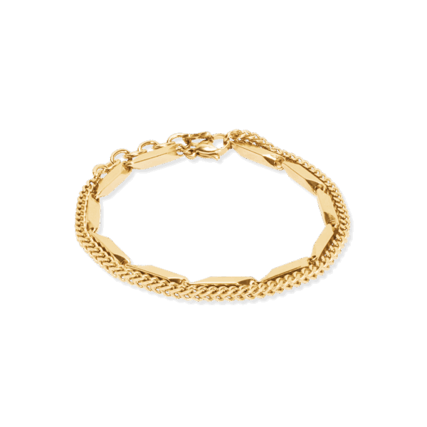 Coeur de Lion 0801301600 Bracelet en acier inoxydable plaqué or jaune, ajustable, double rang.