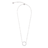 Coeur de Lion 2057101817 Collier en acier inoxydable avec pendentif rond serti de zircons.