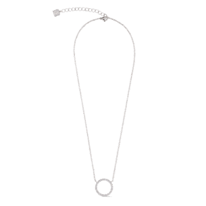 Coeur de Lion 2057101817 Collier en acier inoxydable avec pendentif rond serti de zircons.