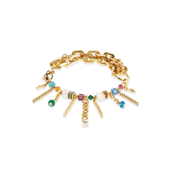 Coeur de Lion 3020301516 Bracelet en acier inoxydable plaqué or jaune, Swarovski et cristal de roche. Fait mains en Allemagne.