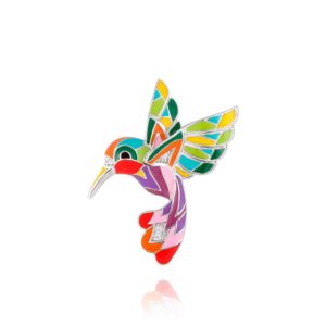 Una Storia Pendentif Colibri en argent, zircons et email. Fait main de maison Française.