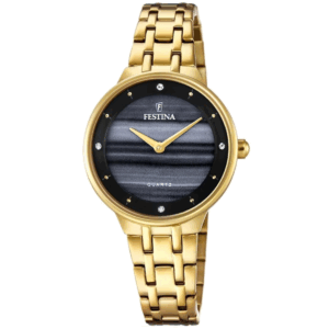 Festina Mademoiselle F20601/D montre dame acier inoxydable doré cadran noir quartz garantie 2 ans