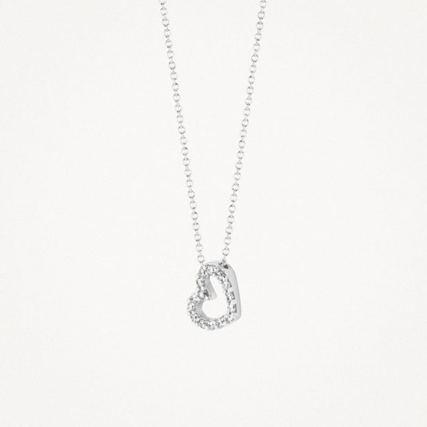 Blush 3072WZI Collier or blanc 14 carats serti de zircons blancs avec un pendentif coeur symbole d'amitié et d'amour.