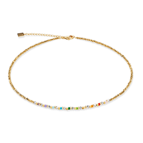Coeur de Lion 4359/10-1516 Collier collection Golden Whisper Rainbow Acier inoxydable plaqué or, Swarovski ®, hématite. Bijou pour dame.