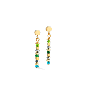 Coeur de Lion 4359/21-1516 Boucles d'oreilles mi-longues collection Golden Whisper Rainbow Acier inoxydable plaqué or, Swarovski ®, hématite. Bijou pour dame.