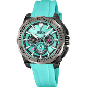 Festina-chrono-bike-2025 F20726/2 montre homme cadran turquoise bracelet silicone turquoise garantie 2 ans